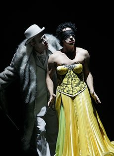 Eddie Perfect and Paul Capsis in The Threepenny Opera